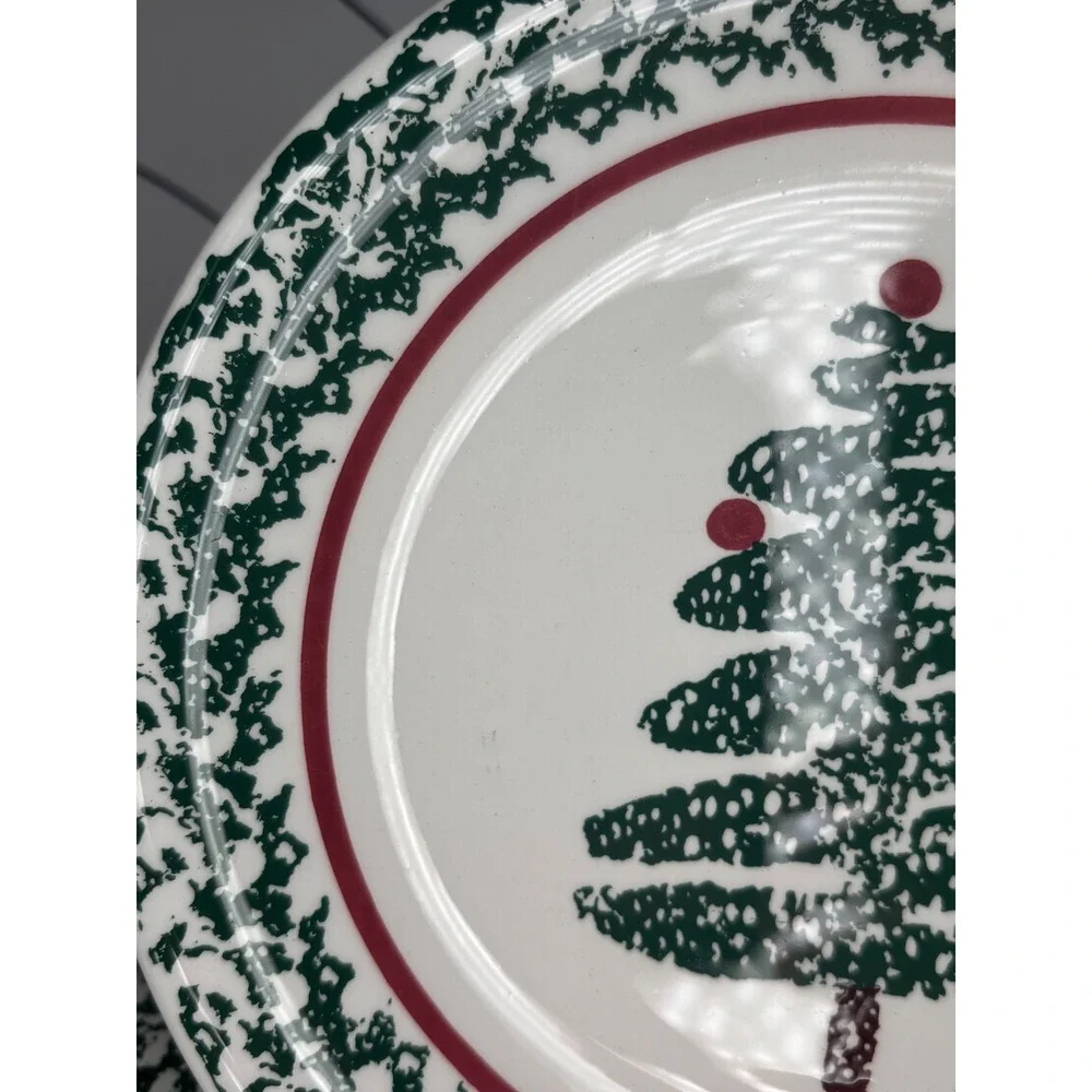 Furio Christmas Tree Salad Plates Set of 4 Made in Italy Ceramic Holiday Dining
